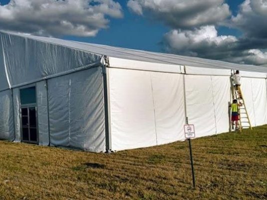 Preparing the staging area for utility infrastructure project