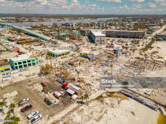 Storm debris in Fort Myers Florida after Hurricane