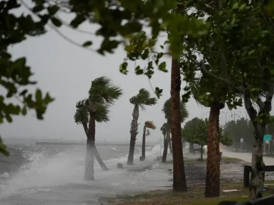 High wind and waves associated with hurricane storm event
