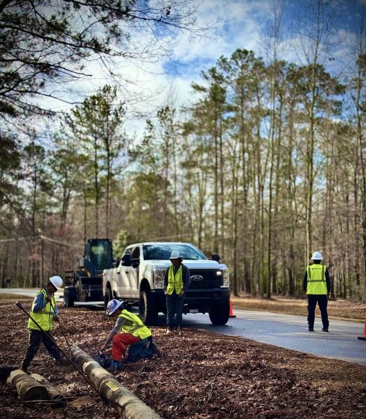 Hurricane Helene Response GA5 Storm debris and damaged utility infrastructure after Hurricane Helene in Georgia