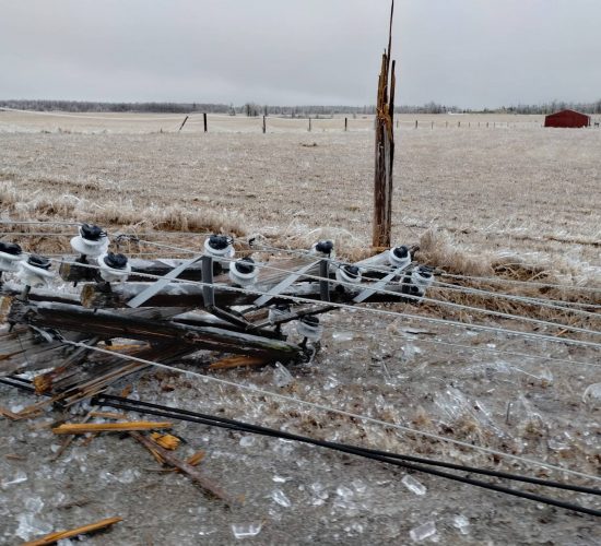 Damaged utility infrastructure after Michigan ice storm